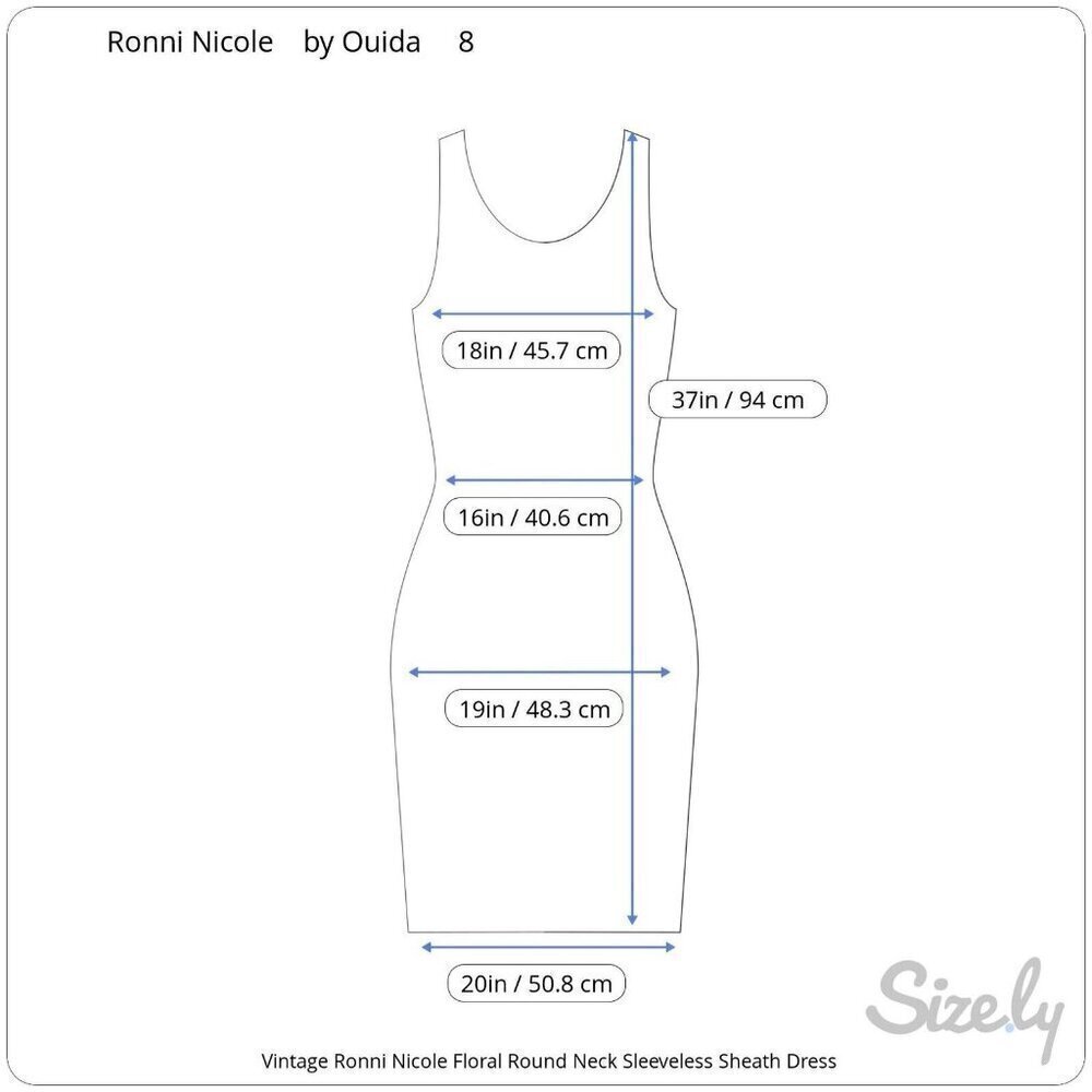 Vintage Ronnie Nicole by Ouida Floral Round Neck Sleeveless Sheath Dress Sz 8 - Picture 10 of 10